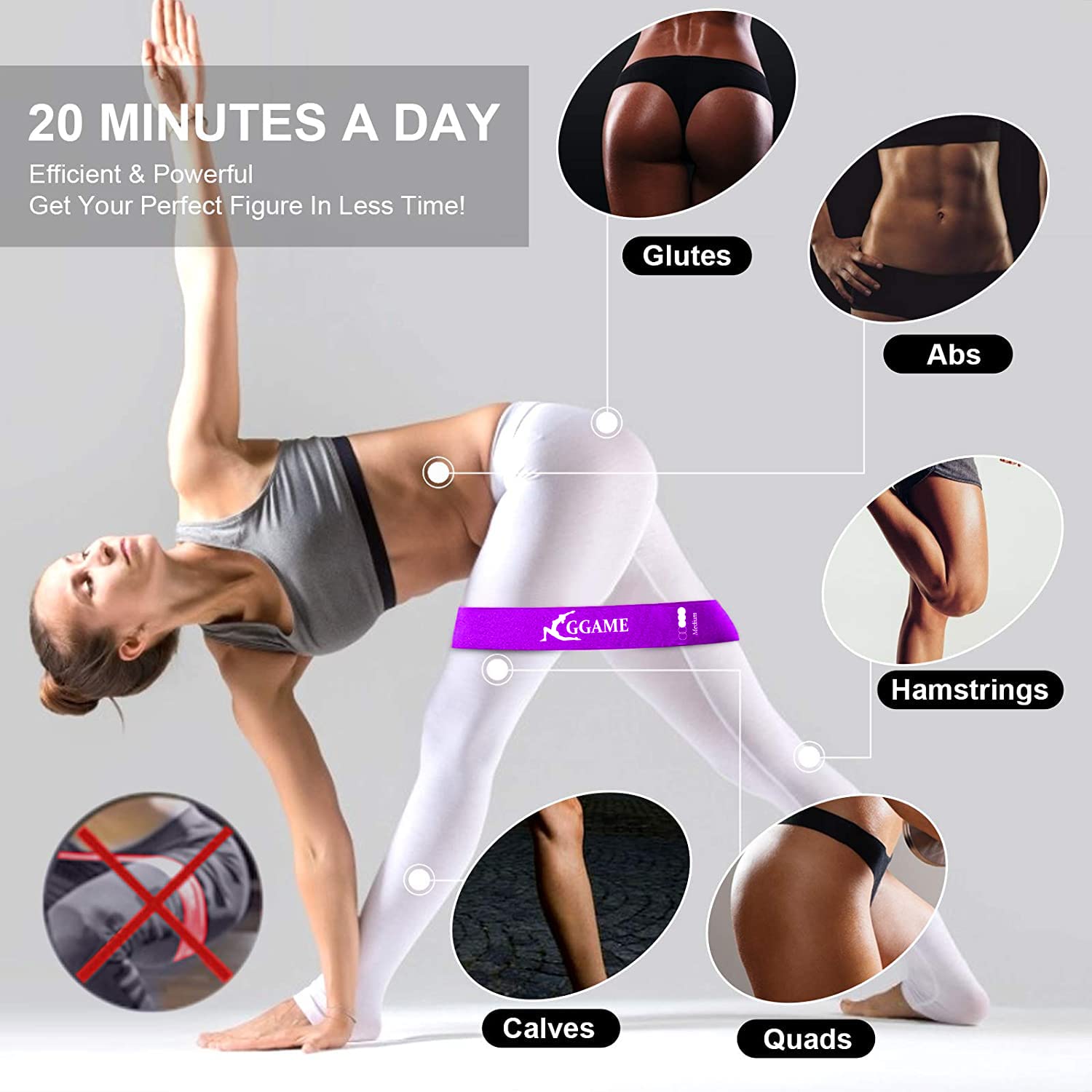 Widerstandsbänder, Übungsbänder für Po und Bein, aus Naturlatex, für Physiotherapie, Krafttraining, Zuhause, Fitnessstudio, Workout, Anleitung enthalten