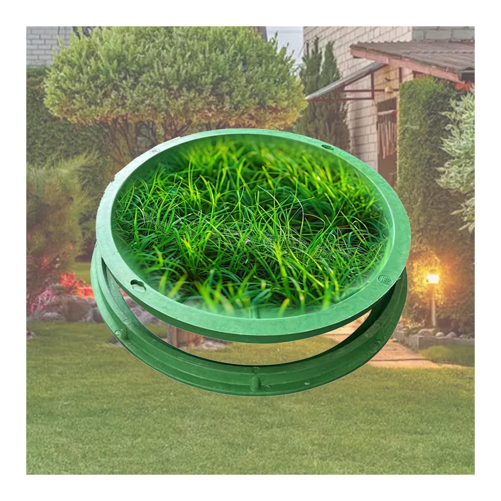 GBRSXYIP Heavy-Duty Round Manhole Cover for Grass Reinforced Invisible Septic Tank Lid Outdoor Sewage Inspection Cover 300kg Load Capacity 39.4"x39.4" Size