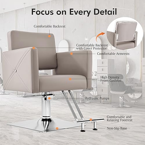 Miniatura 16 de Artist Hand Silla de salón para estilista, silla de estilista con bomba hidráulica resistente, equipo de belleza giratorio de 360 grados para Negro