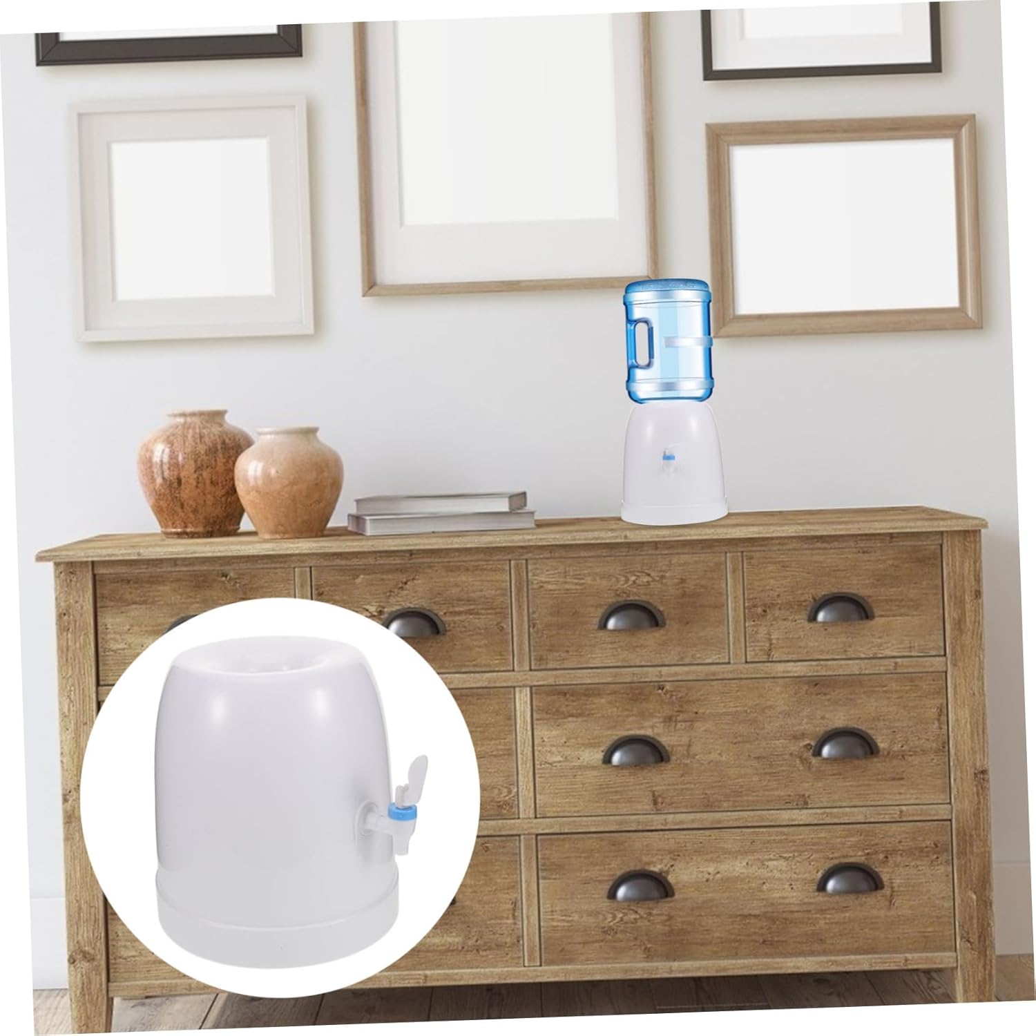 VALICLUD Portable Desktop Water Dispenser Plastic Cold Water Cooler with Built in Tap for Countertop Compact and Outdoor Bottle Holder for Camping Office Home Use