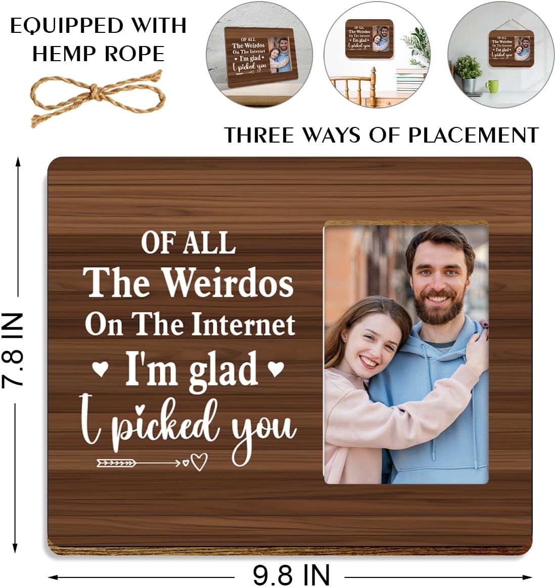 JANLAN カップル写真フレーム、彼へのロマンチックなギフト、バレンタインデーのカップルギフト、誕生日やクリスマスのカップルギフト