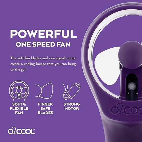 Miniatura 4 de O2COOL Paquete de 2 ventiladores de nebulización de agua portátiles Elite alimentados por batería (morado)