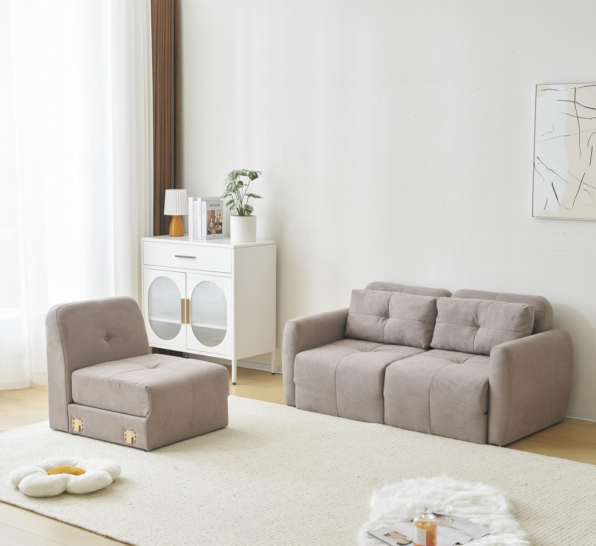 グレー】1人掛けソファー ソファーベッド 座椅子 6段調整可能 寝る