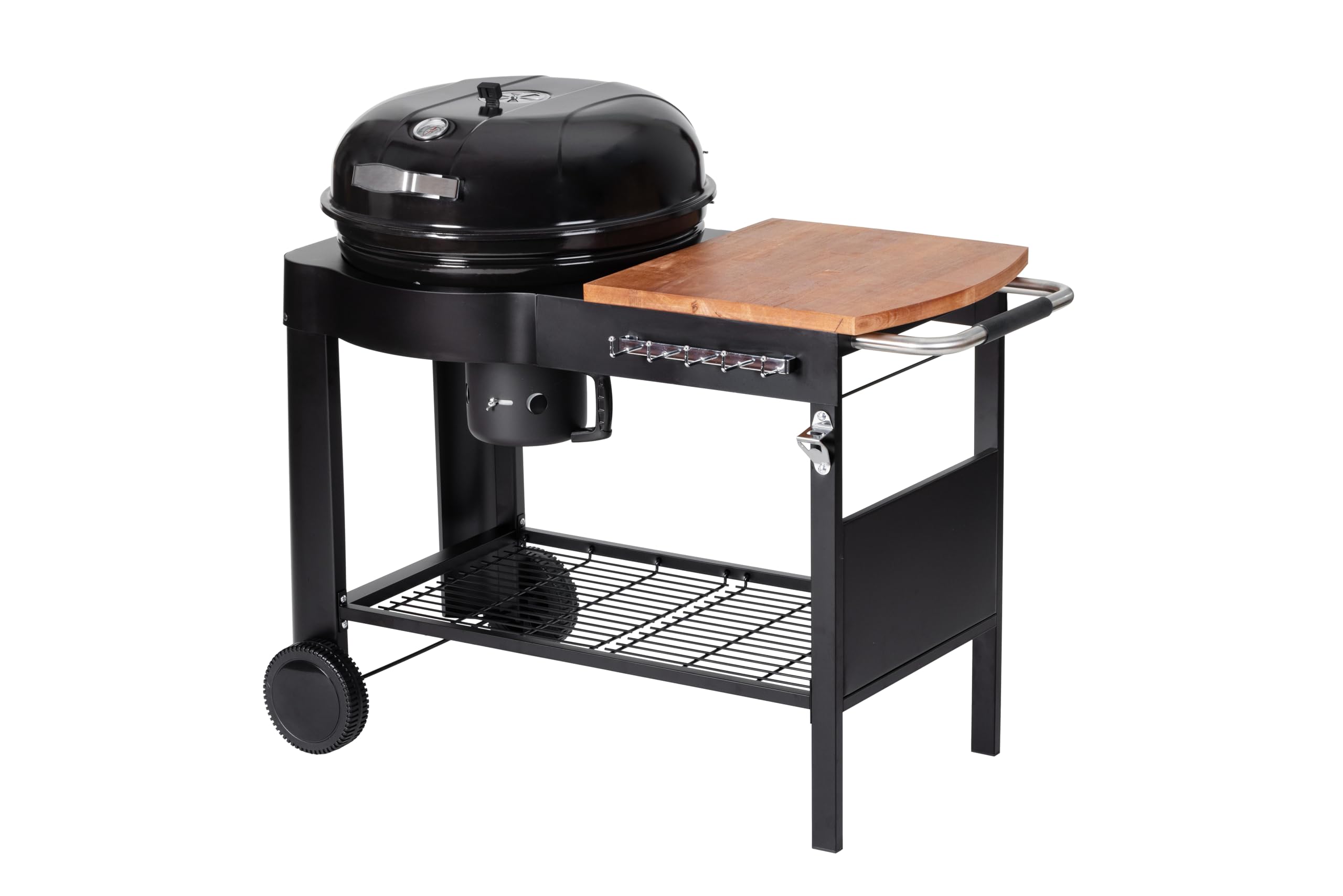 Barbecue A Carbone Louisiana - Con Tavolini, Raccoglicenere, Ruote, Nero, 115x74x98.5cm - Foto 7
