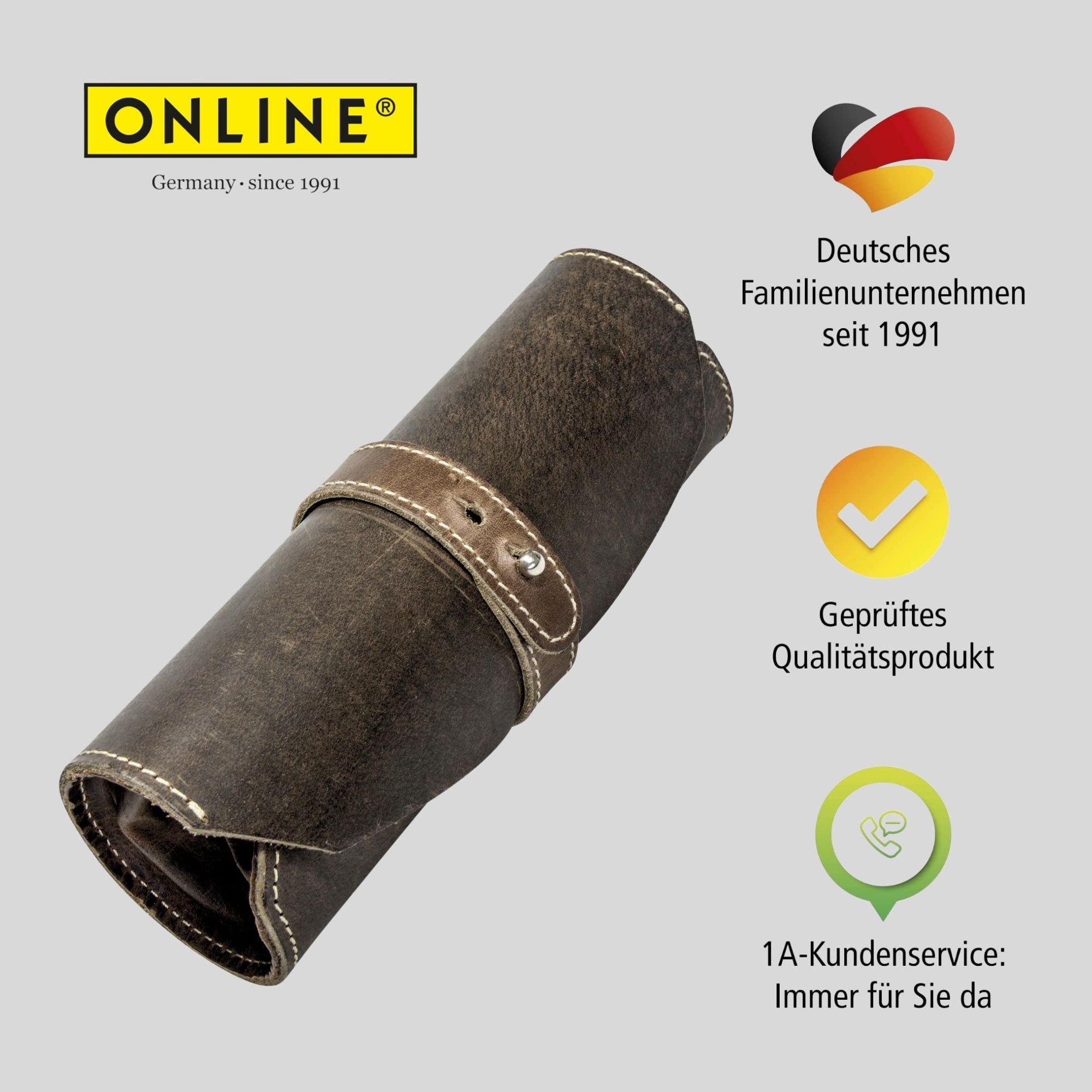 Leder-Federmäppchen Für Einen Stift – Vintage-Stil, 15 Cm, In 5 Farben (Grün, Blau, Schwarz, Gelb, Braun)