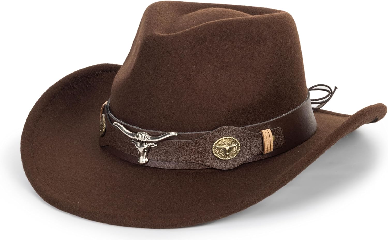 Wide Brim Men and Women's Western Cowboy Hat Fedora-Jazz-Hat with Bull Head Band Decoration