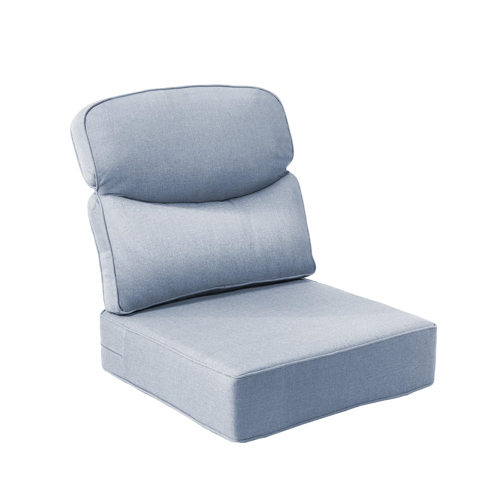 Luxury 6-Inch Outdoor Chair Cushions - 24"* 24" Patio Furniture Cushions with Dual Layer Back Support &amp; Removable Cover, 28D High Density Sponge Patio Cushion for Outdoor Furniture Couch Baby Blue