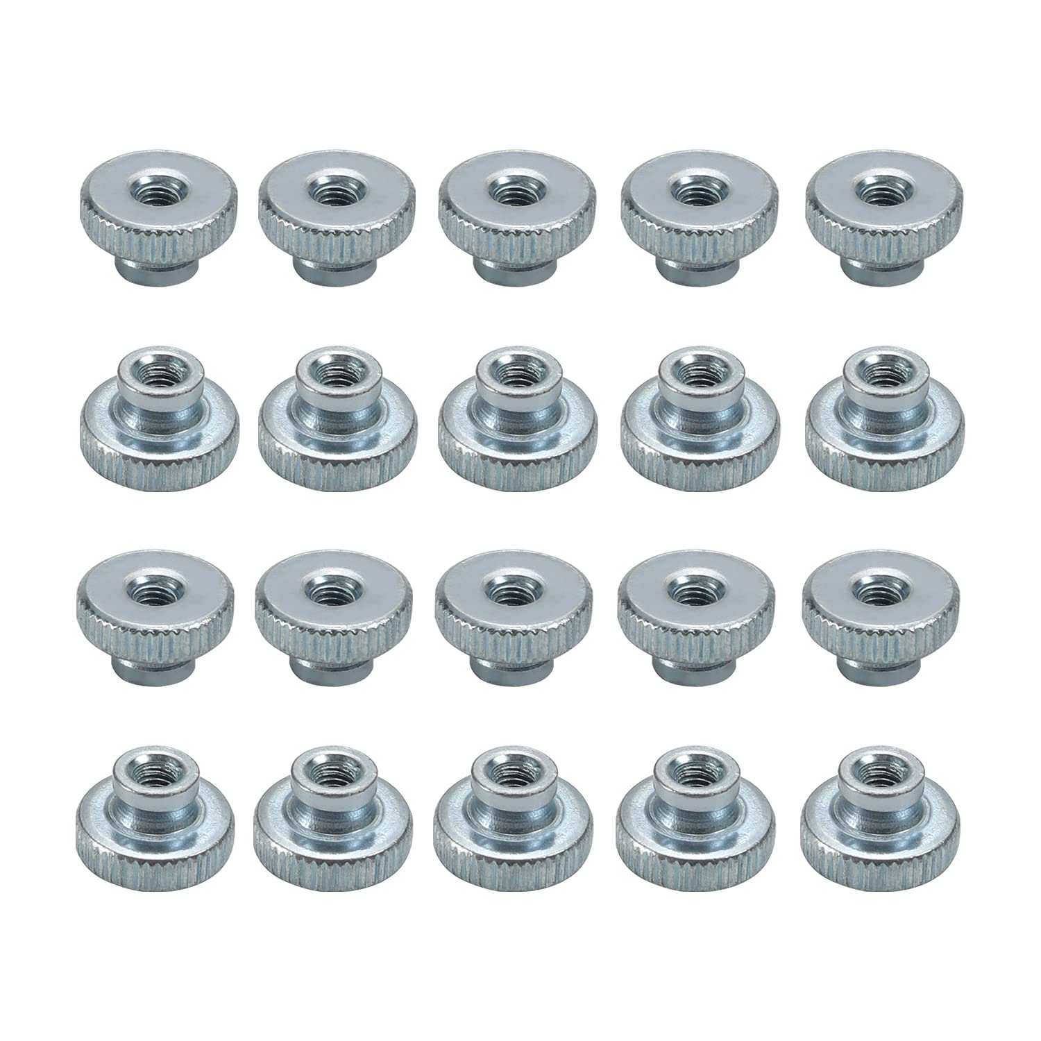 Bettomshin Knurled Thumb Nuts M3 Round Knobs with Zinc Plating Straight Flower Silver Tone 30Pcs