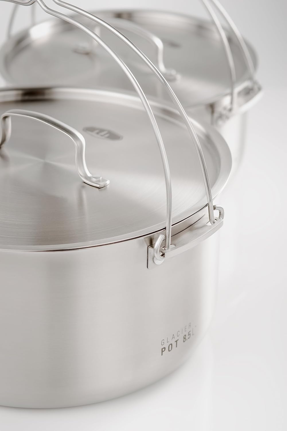 GSI Outdoors Glacier Stainless Troop Cookset, Compact Pan & Pot Camping Set, for Travel and Outdoors (8-10 People)