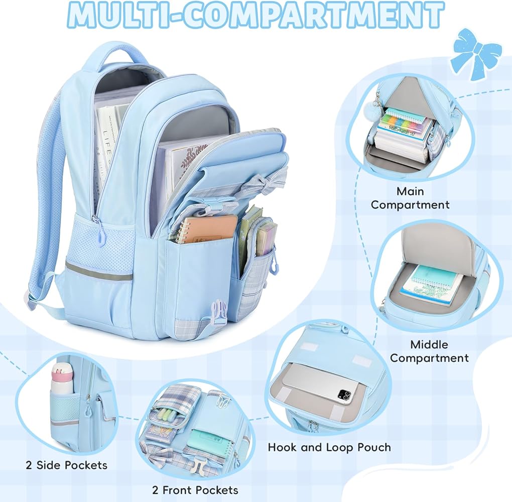 Mnsruu Zaino Scuola Bambini E Bambine - Unisex Con Tasca Per Portatile, 40.5x29x17.5cm, Oxford, Stampa Unica