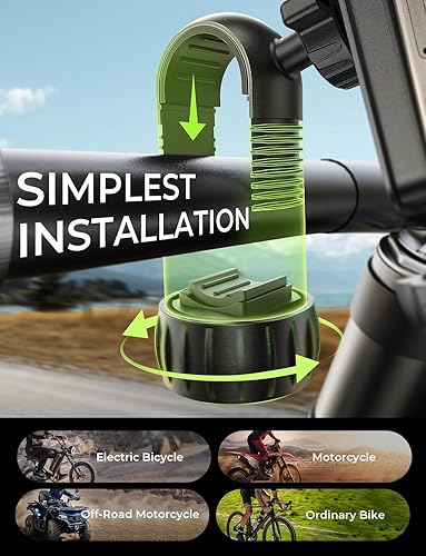 Vista 4 de LISEN Soporte para teléfono de bicicleta, [súper fácil de instalar] Soporte de teléfono de motocicleta ultra estable, soporte para manillar