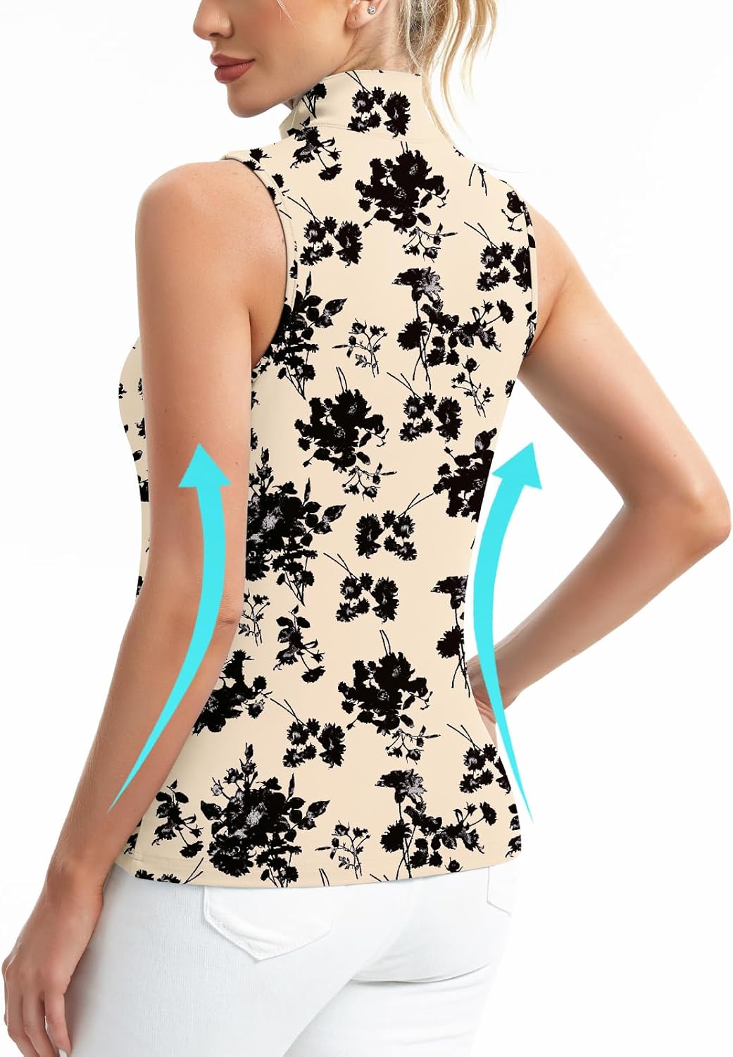 Soneven Women's Sleeveless Zip-Up Tank Top Moisture-Wicking Athletic Golf Polo Outfit Fitted Shirt - Image 4