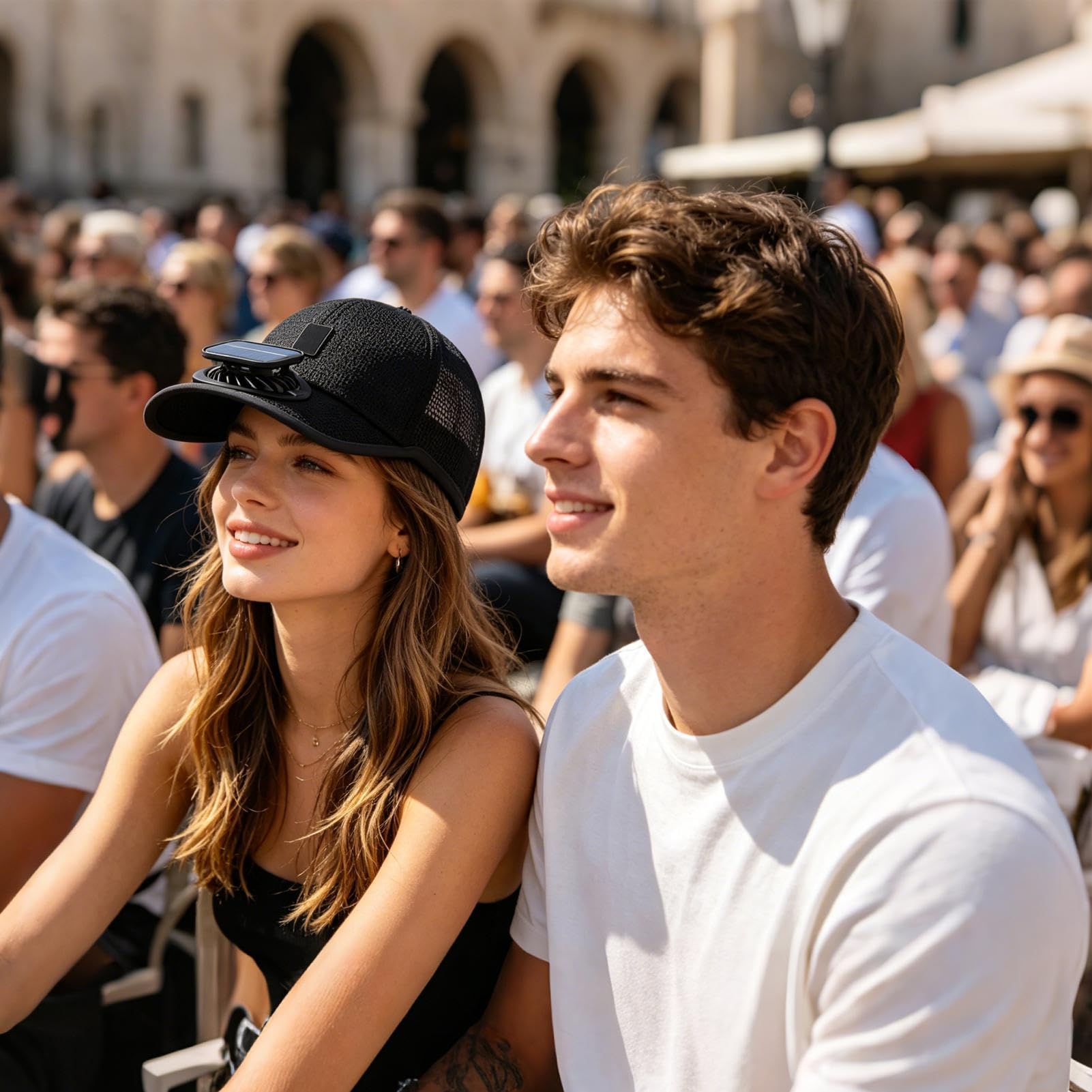 Cappello solare con ventola, protezione UV ricaricabile, cappello regolabile e rinfrescante per pesca, per esterni, spiaggia, estate, vacanze, campeggio, escursionismo, viaggi, adulti, uomini e donne