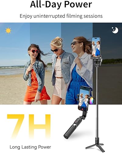 Miniatura 7 de AOCHUAN Estabilizador de cardán para smartphone, cardán de teléfono 4 en 1 con rotación de 360 para iPhoneAndriod Sefie Stick trípode con