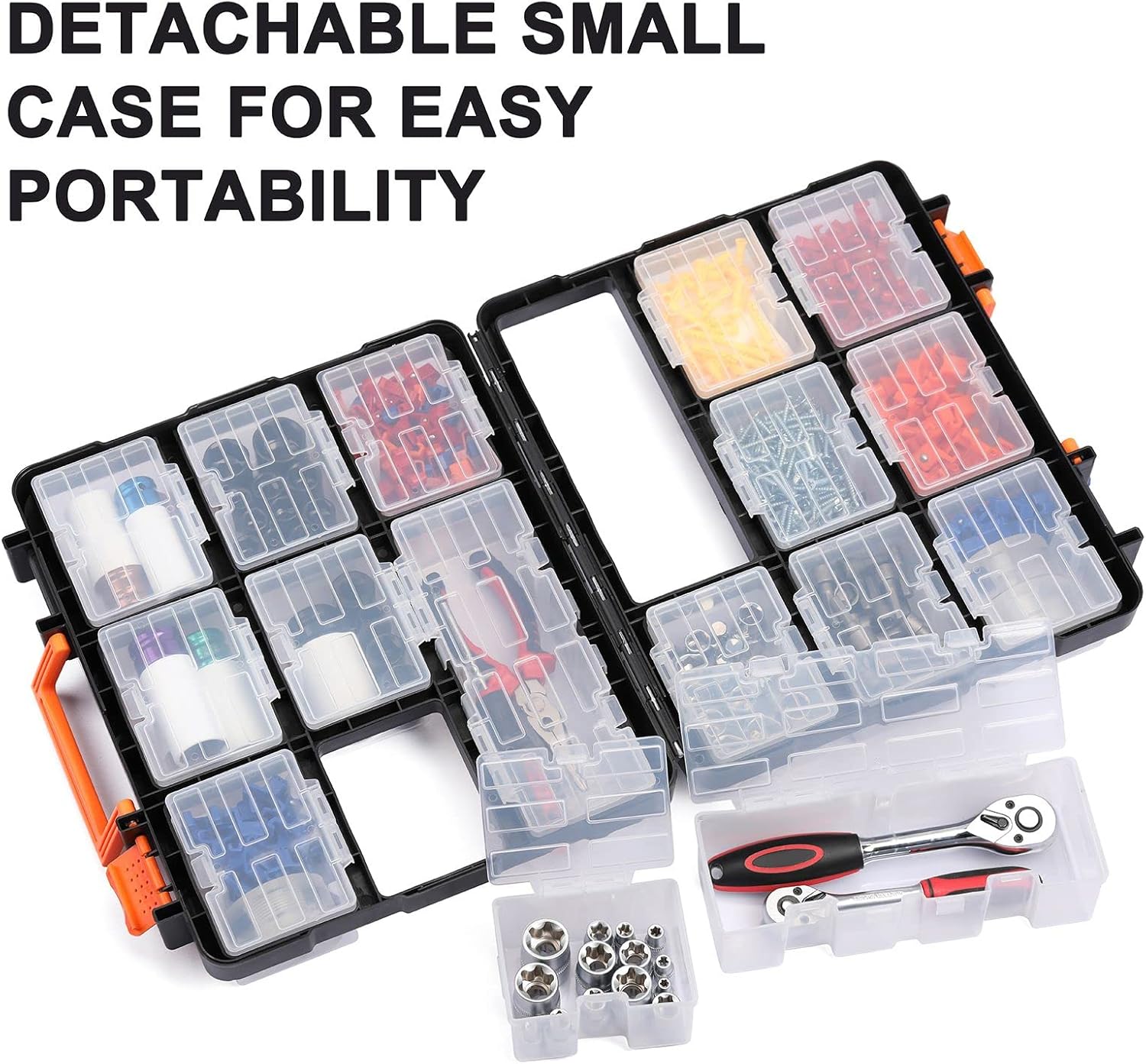 Mayouko 16 Compartments Detachable Toolbox Organizer,Hardware Organizer Box with Removable Sections,Carrying Storage Case for Patts,Screws,Bolts,Nuts,Toys