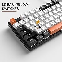 Vista 2 de MageGee Teclado mecánico para juegos, 104 teclas, teclados retroiluminados blancos con interruptores amarillos, teclado mecánico de computadora