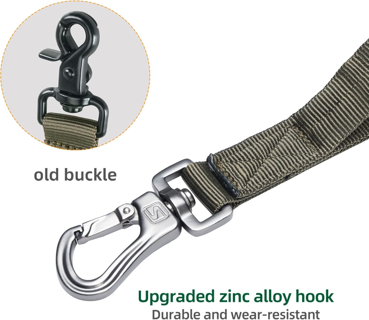 Excellent Elite Spanker Tactical Bungee Dog Leash Military Adjustable Dog Leash Quick Release Elastic Leads Rope with 2 Control Handle(Ranger Green) - Image 4