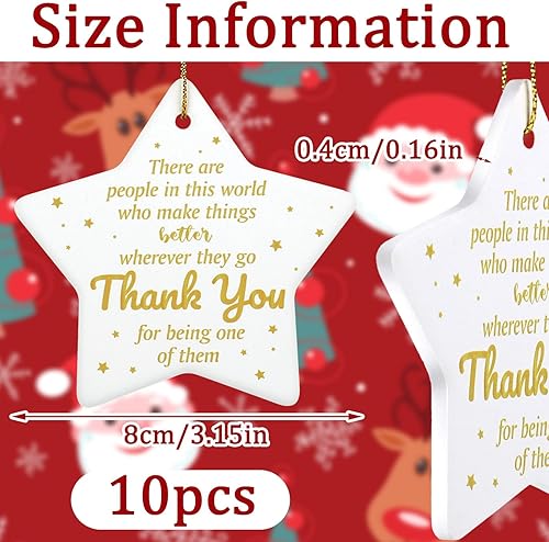 Miniatura 4 de Lewtemi 10 piezas de regalos de Navidad con forma de estrella, inspirador colgante de cerámica, regalo de agradecimiento voluntario, letrero