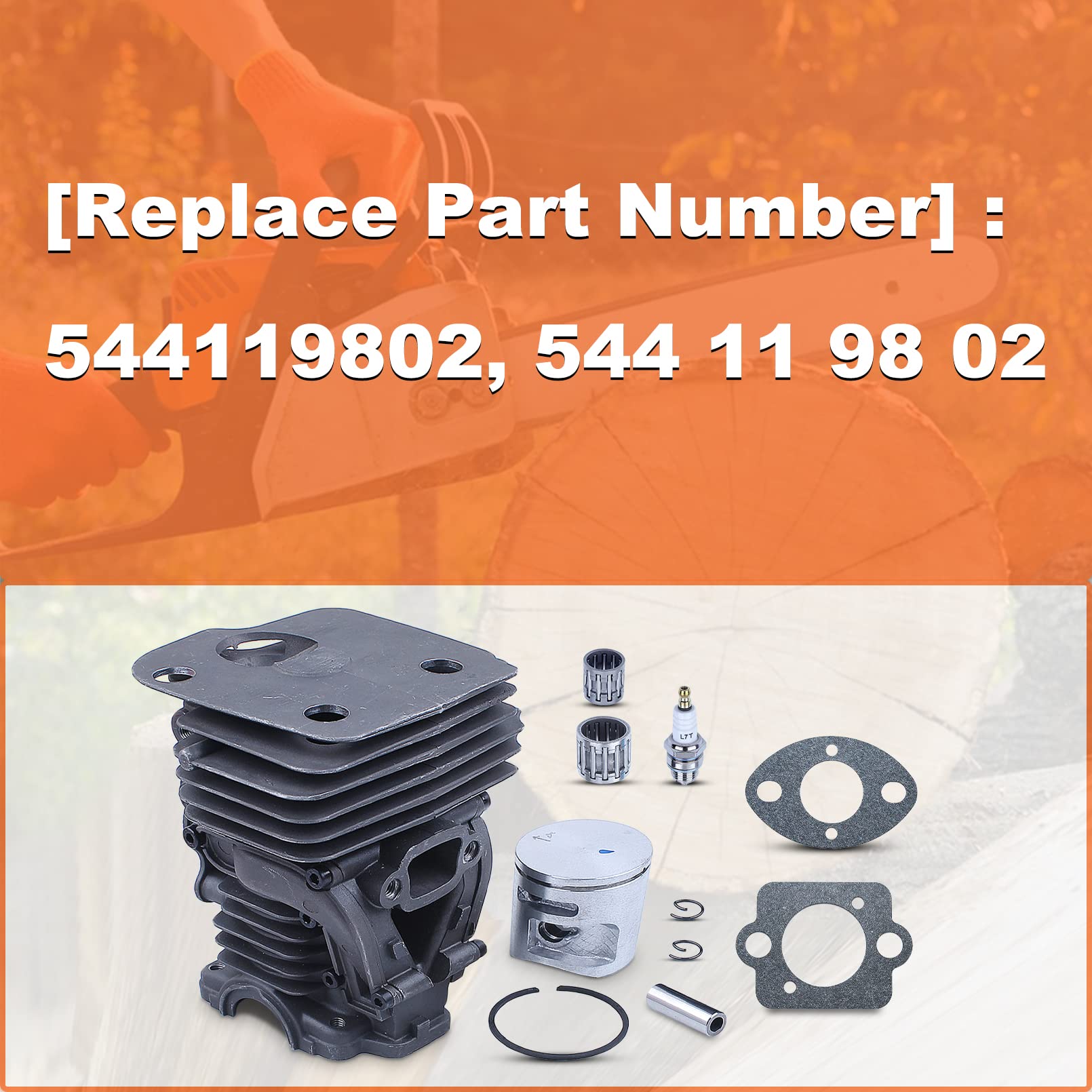 Kit de segments de piston de cylindre de 44 mm pour Jonsered CS 2245 CS2250 S pour Husqvarna 445 450 450e, cylindre, piston, goupille, anneau, circlip, bougie d'allumage
