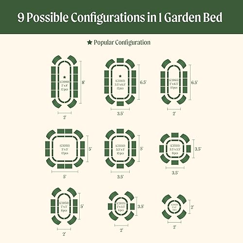 Miniatura 4 de Vego garden Kit de cama de jardín elevada, 17 pulgadas de alto, 9 en 1, 8 x 2 pies, maceta elevada de metal para verduras, flores, jardinera de