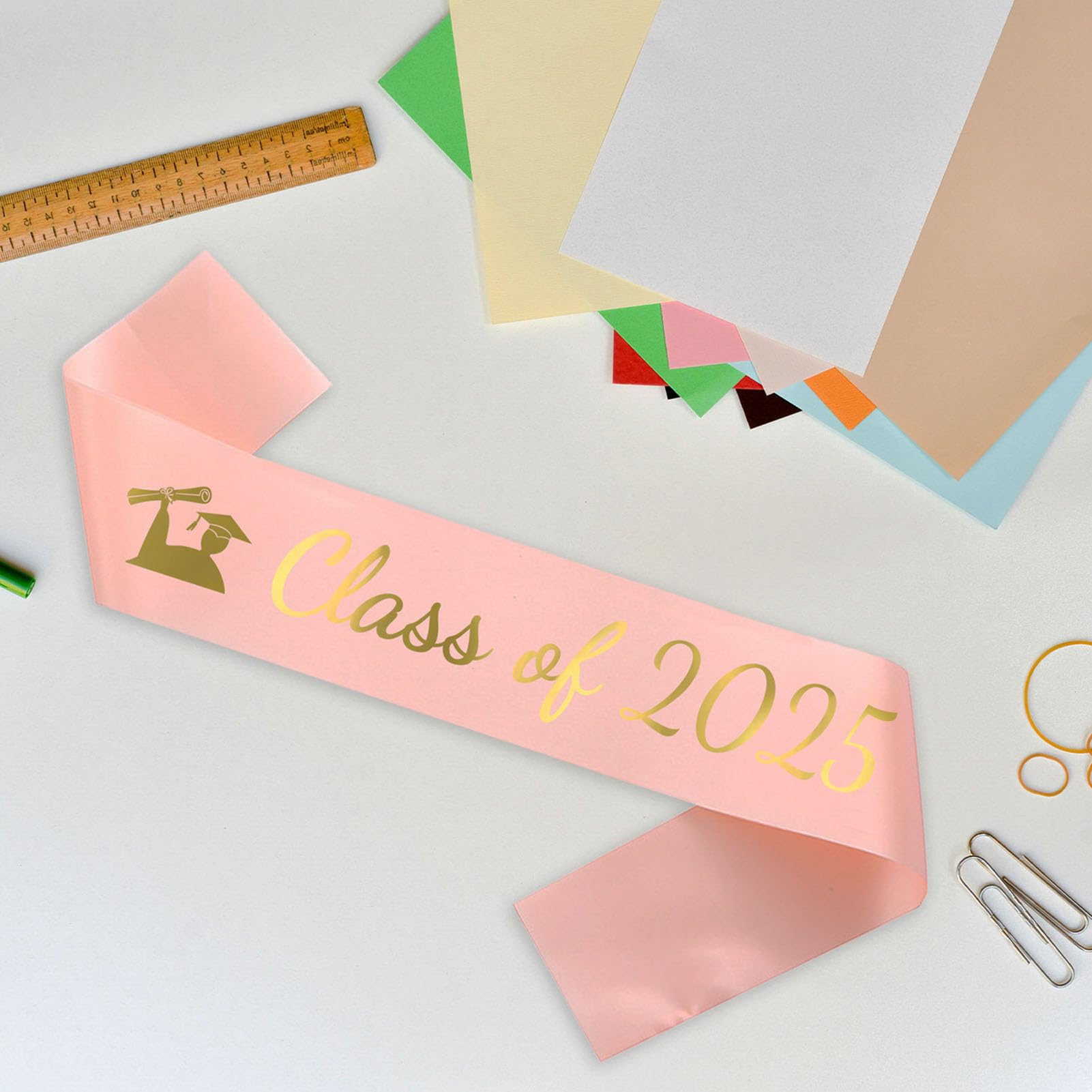 2025 Abschluss-Schärpe „I Graduated“ – Rose Gold Mit Gold-Glitzer, 80 Cm, Für Abschlussfeier & Fotos