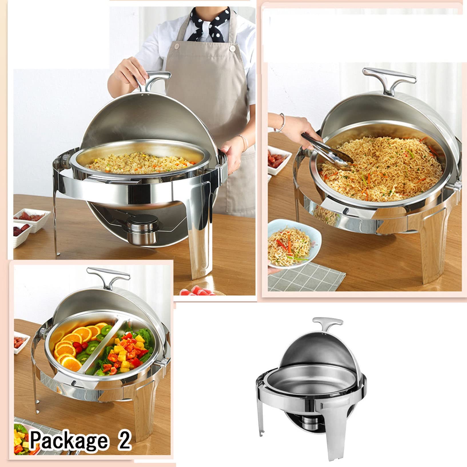 Olla de Calentamiento Aislamiento Calentador Alimentos Calientaplatos buffet bandejas de Acero Inoxidable Chafing Dish Servidor Termostato de temperatura,Bandeja Calientes Función Mantenimiento Calor