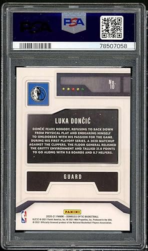 Miniatura 2 de Luka Doncic Card 2020-21 Panini Donruss Optic T-Minus 3 2 1#10 PSA 10