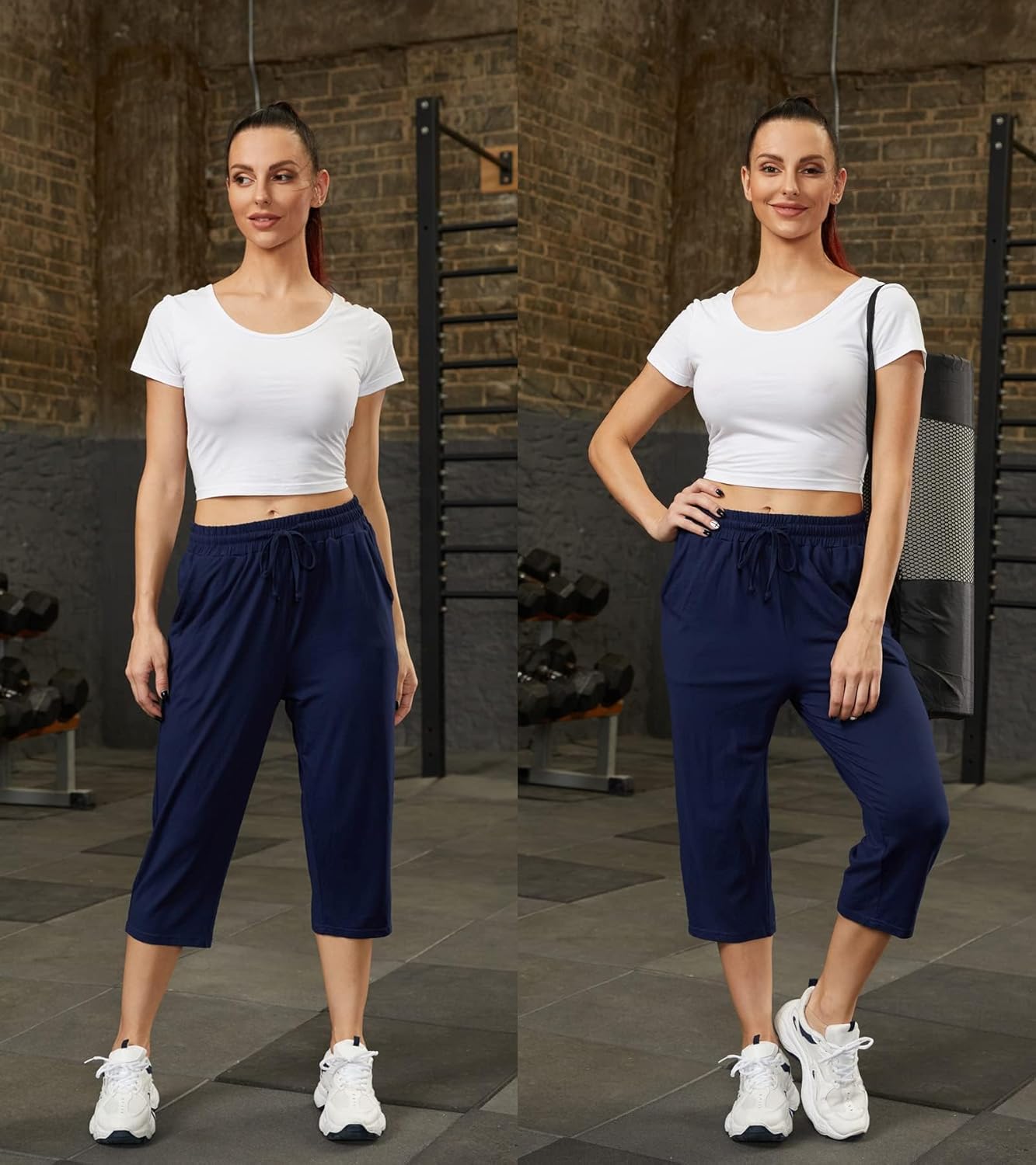 Women's Capri Yoga Pants Quick Dry High Waisted Hiking Lightweight Pants Drawstring Outdoor Pants for Women - Image 3