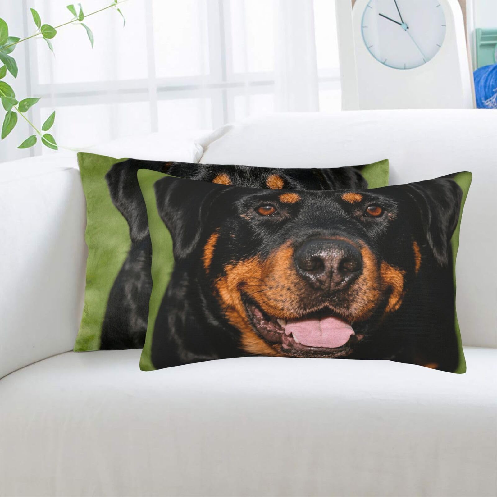 2 Pack Standard Pillowcases Sets, Ultra Soft Comfort Microfiber Plush Pillow Cases Rottweiler Decorative Throw Pillow Cover with Hidden Zipper for Bedroom, Sofa, Couch,20"X30"