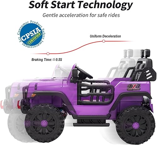 Miniatura 8 de Auto de juguete de 2 plazas para niños, camión de 24 V 4 x 4 con control remoto, motores de 4 x 200 W, color morado