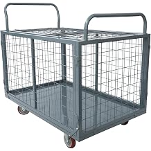 2200Lbs Platform Truck Cart with Cage, 5 in 1 Folding Platform Cart Utility Cart on Wheels for Shopping Malls and Production Lines 43.31 x 27.56 x 24.72 Inch