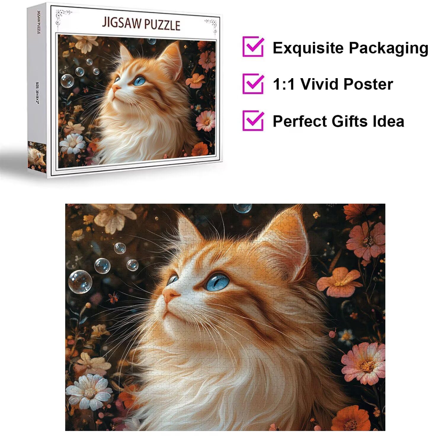 Puzzle 1314 Pieces Chats Puzzle 3D, Adultes Classique Puzzles, n-503