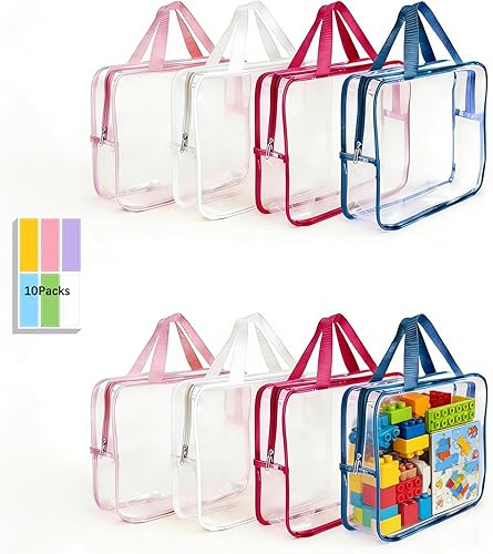 Miniatura 8 de Paquete de 8 bolsas transparentes de almacenamiento de juguetes, almacenamiento de juguetes con cremallera con etiquetas, bolsas impermeables para