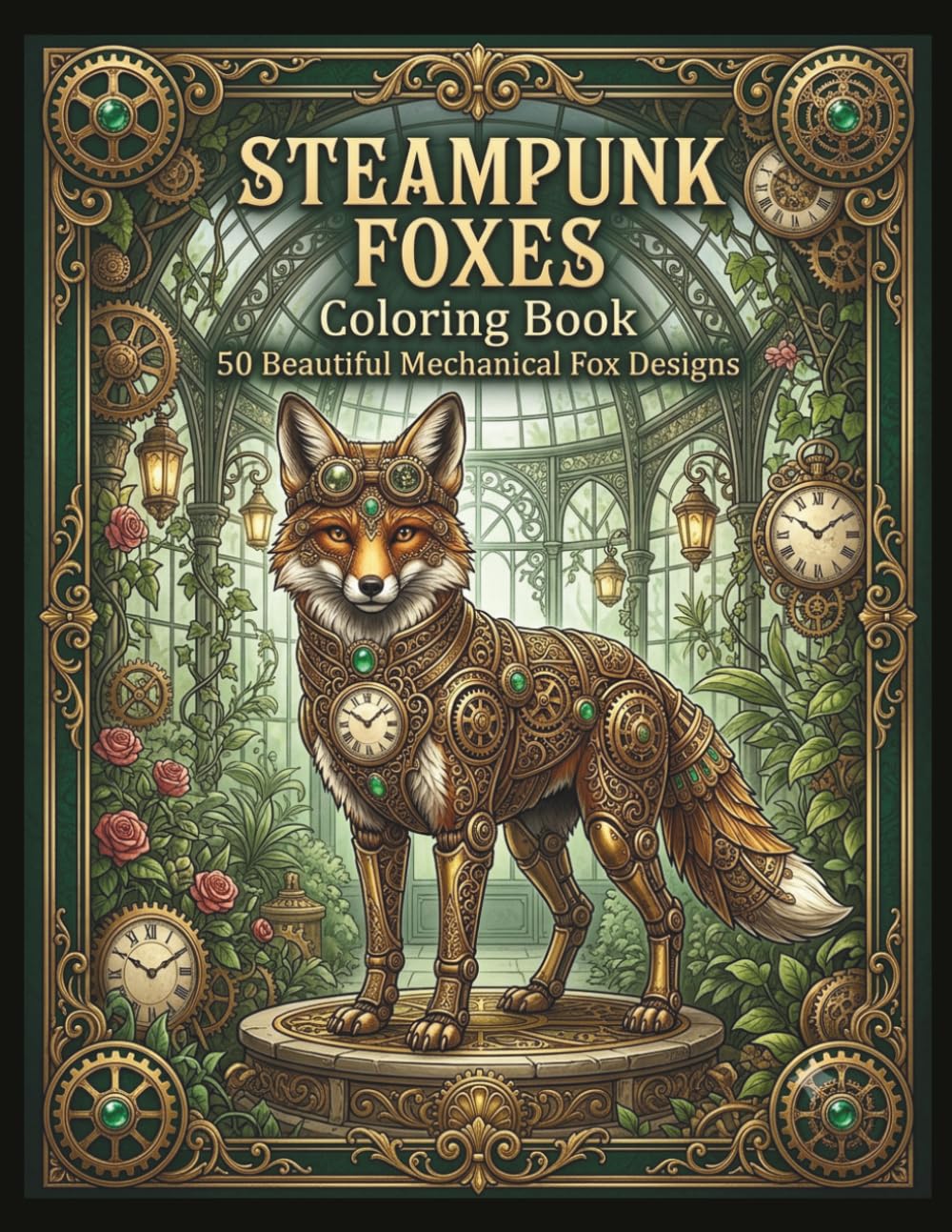 Steampunk Foxes Coloring Book: 50 Beautiful Mechanical Fox Designs for Adults (Steampunk Coloring Book Collection)
