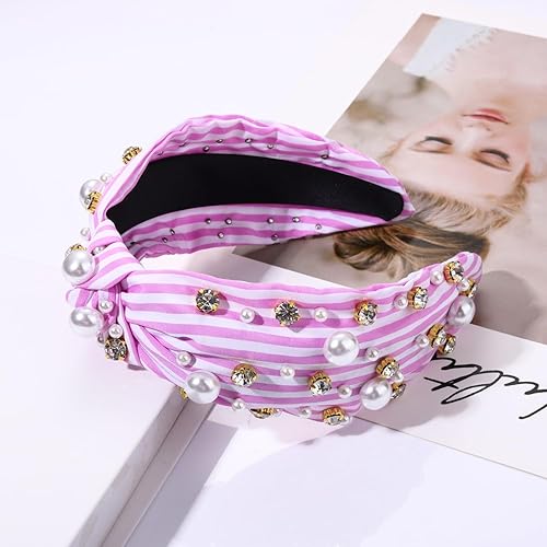 Vista 22 de mokkia Diademas anudadas de perlas de cristal para mujer, diadema con diamantes de imitación, diademas adornadas con cuentas de cristal brillante