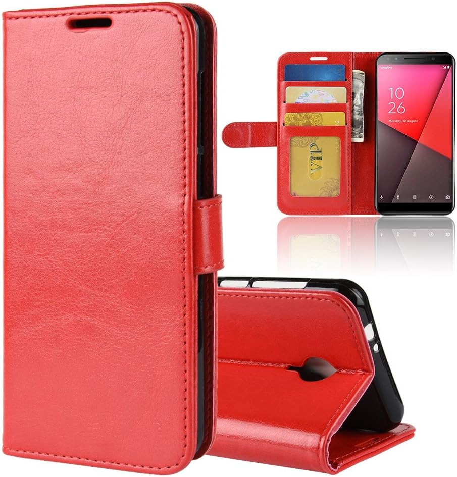 LAGUI Case Suitable for Vodafone smart N9 lite(VFD 620), Flashy Flip Wallet Cover, Leather Look full Cover Case With The Card Slots And Magnetic Closure, Flip Stand Phone Shell. red