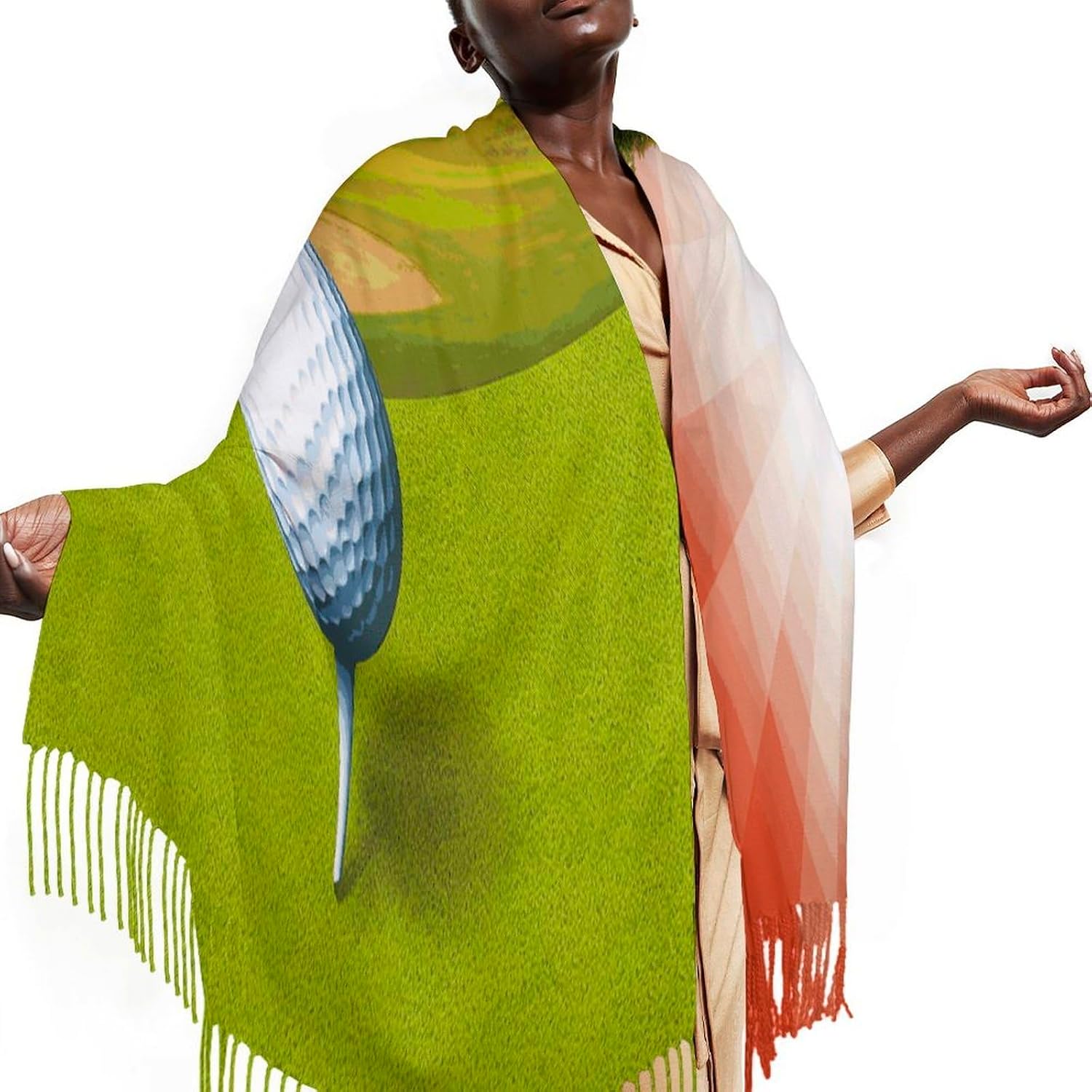 Golf Sport Winter Scarf for Women Soft Tassel Scarves Oversized Wraps Long Shawl Cold Weather Thick Blanket Scarfs