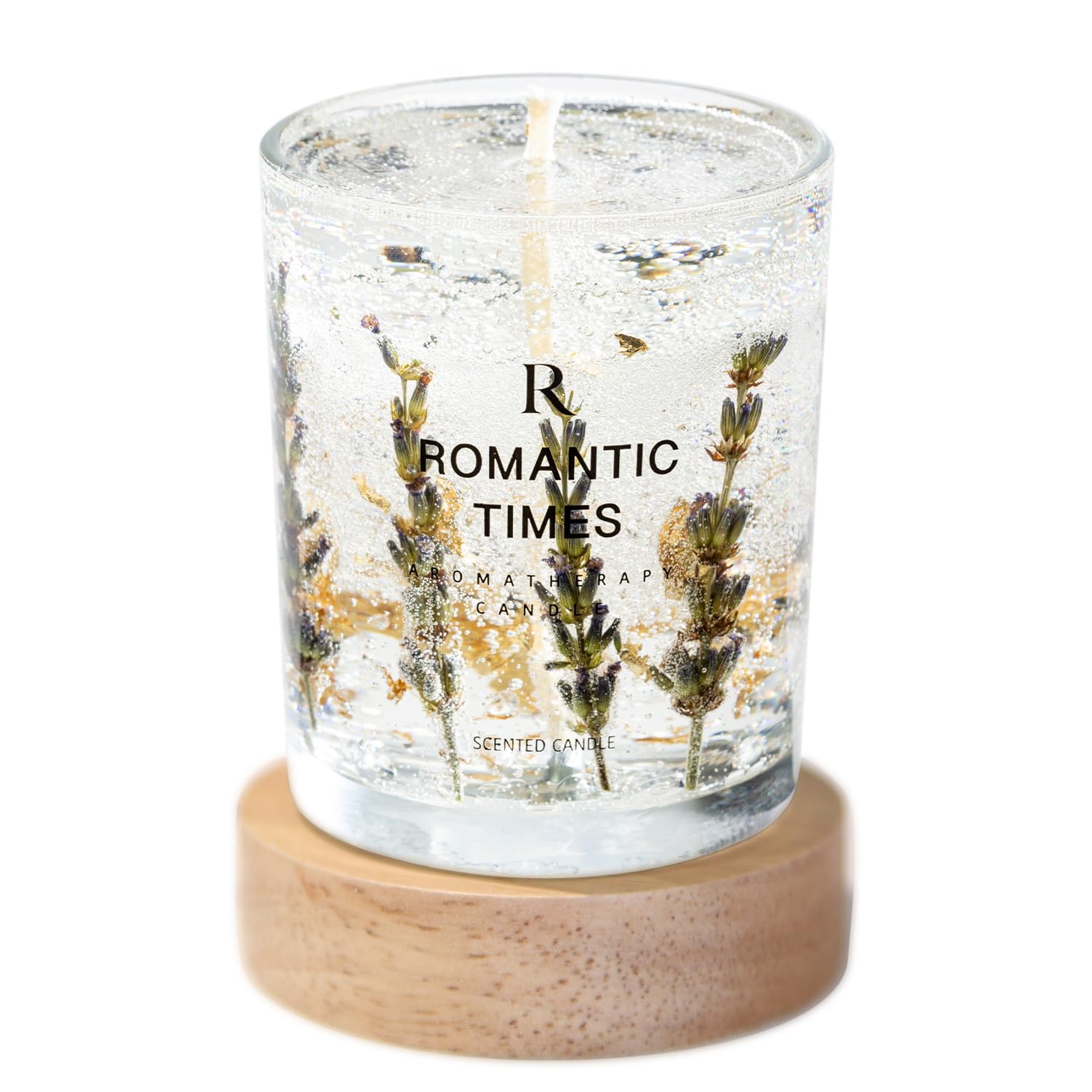 EPIKOS Jelly Aromatherapy Candle with Eternal Flower Inside and with Nighttime Illumination,12.35oz, 45 Hour Burn Time, Perfect Home Decor, Gift Choice, Floral, Fruity Scents (Juniper & Lavender)