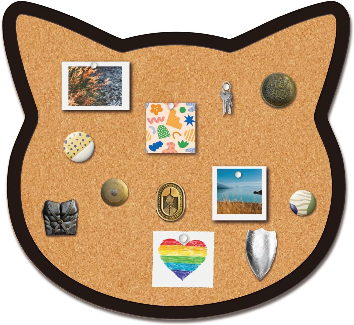 CRASPIRE Cat Pin Cork Board 9.8 X 10.6 Inch Wall Mounted Framed Bulletin Display Boards Wooden Decorative Memory Memo Brooch Lapel Pins Holder Storage for Home Office School Classroom Decoration