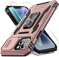 Vista 93 de DEERLAMN Funda para iPhone Air de 6.5 pulgadas con cubierta deslizante para cámara + protector de pantalla (2 paquetes), soporte de anillo giratorio