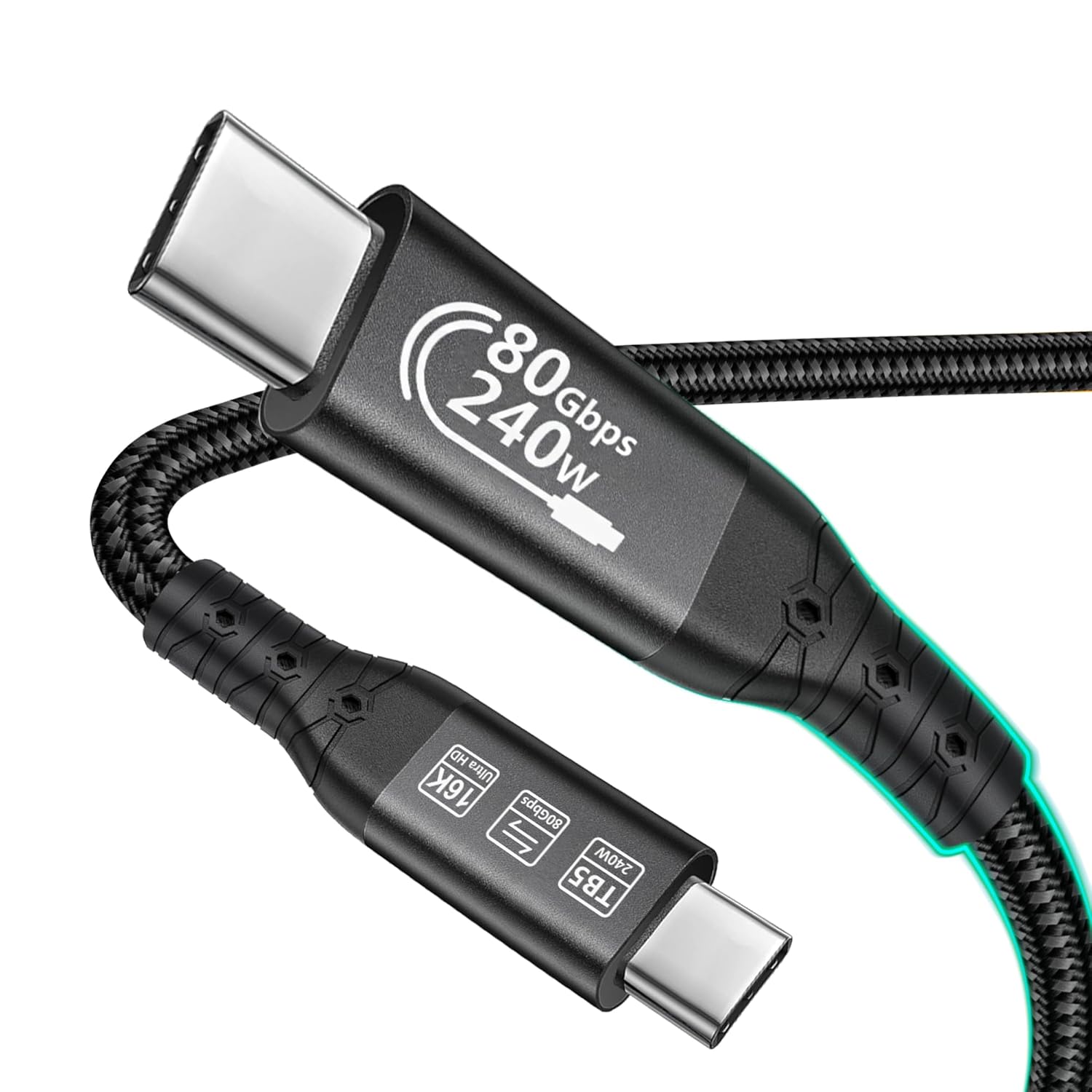 OCEEK Thunderbolt 5 Cable 6ft USB 4,High Speed USB-C Up to 120Gbps Bandwidth,240W PD3.1 Fast Charging,80Gbps Data Transfer,Compatible for Ultra MacBook Pro iPhone 17/16/15 Mac mini M4,16K Display