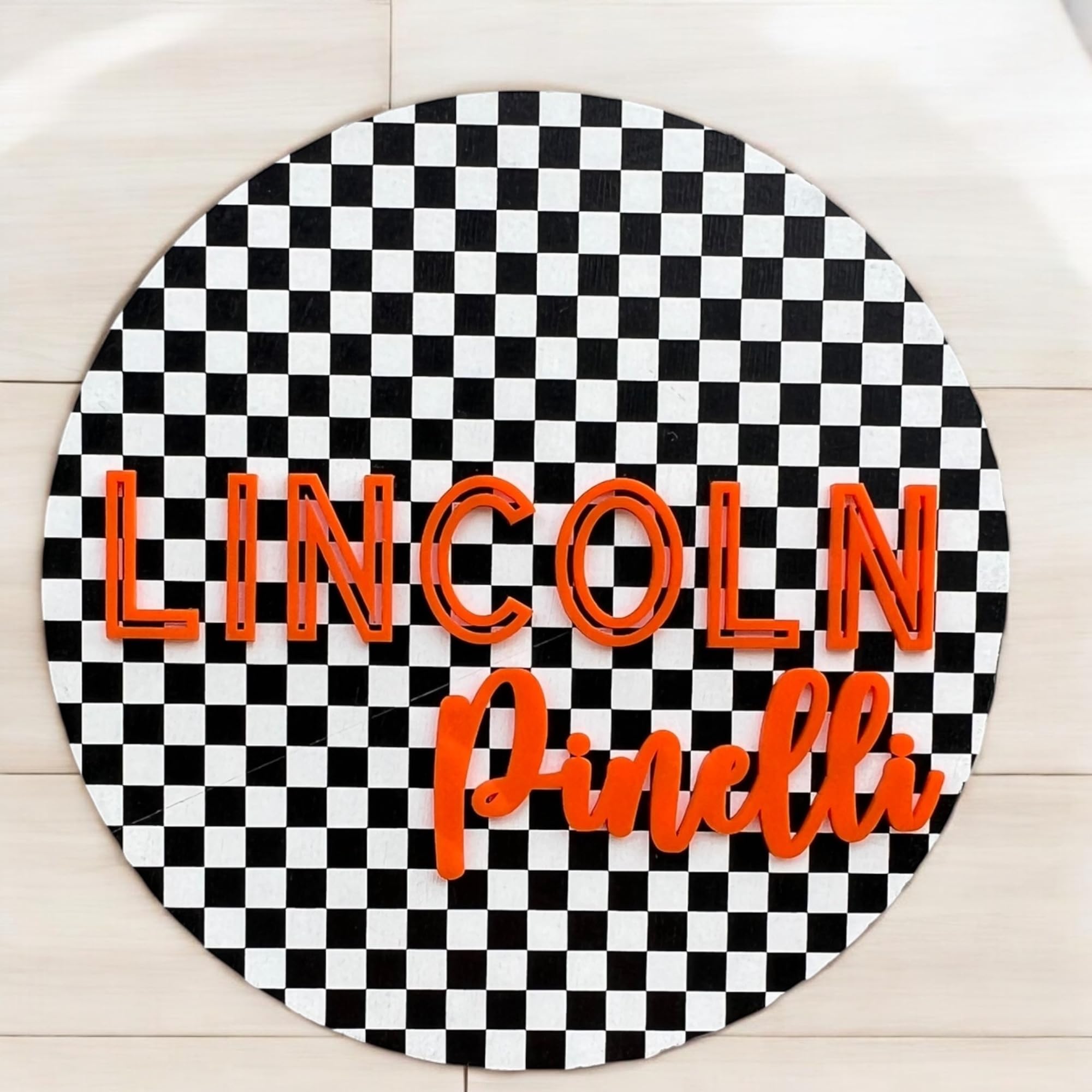 Custom Nursery Name Sign, checker theme nursery sign, boys nursery wall decor (Checkered)