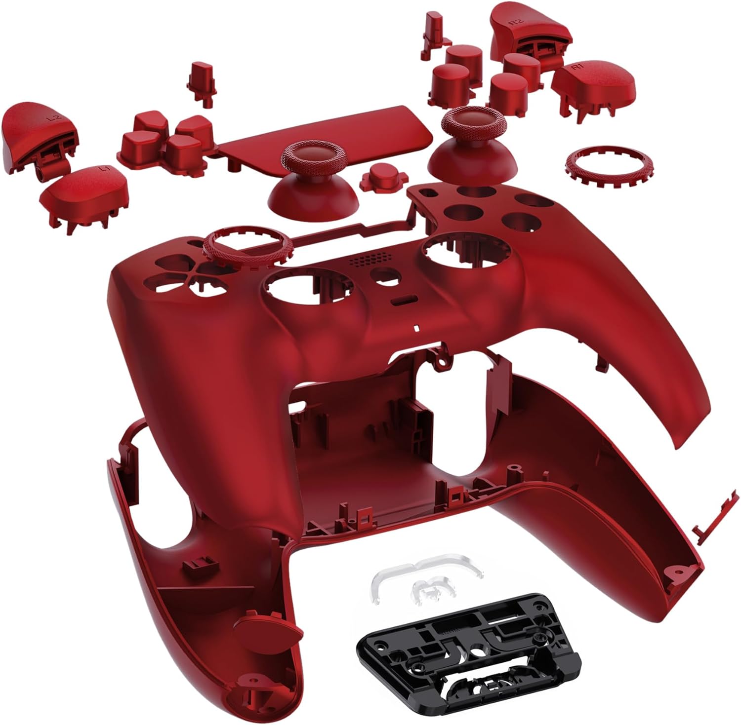 eXtremeRate Luna Redesigned Full Set Shell Buttons Touchpad Cover Compatible with ps5 Controller BDM-030 BDM-040 BDM-050, Scarlet Red Replacement Top Bottom Cover Case Compatible with ps5 Controller - Image 4