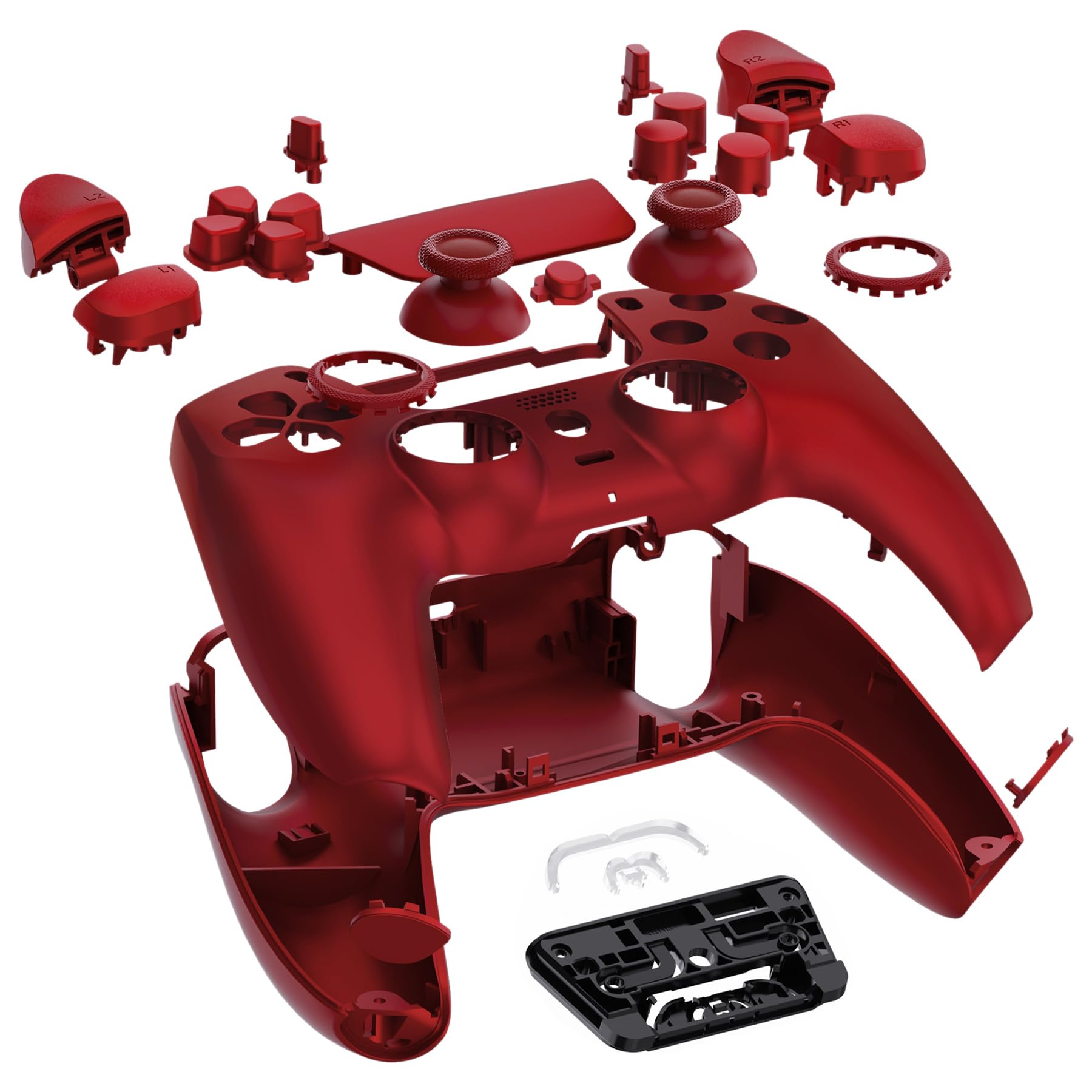eXtremeRate LUNA Cover Przycisków Obudowa Touchpad Kompatybilny z Kontrolerem ps5 BDM-030/040,Przeprojektowana Wymiana Shell Osłona Case dla Kontrolerem ps5 BDM-030/040-Szkarłatny Czerwony