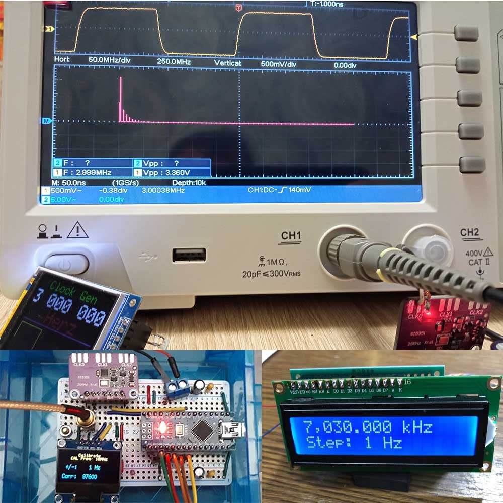 Si5351A I2C 25MHZ I2C High Frequency Signal Clock Generator Breakout Board Square Wave Frequency Generator Signal Generator 8KHz to 160MHz 3-5VDC for Arduino