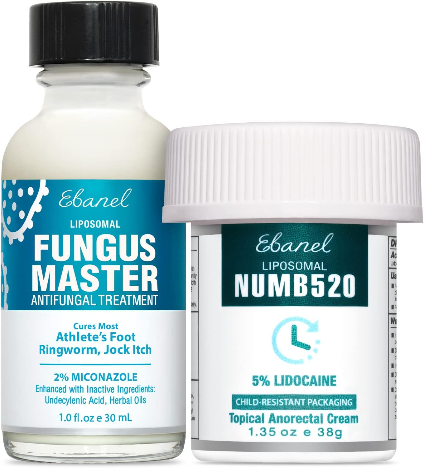 Ebanel Bundle of Fungus Treatment 1 Oz, and Lidocaine Numbing Cream