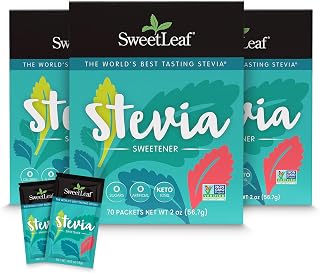 SweetLeaf Stevia Powder Packets - Zero Calorie Sweetener with Stevia Leaf Extract, No Artificial Sweetener Additive, Sugar Free, Keto Friendly, Non GMO, Gluten Free - 70 Packets (Pack of 3)