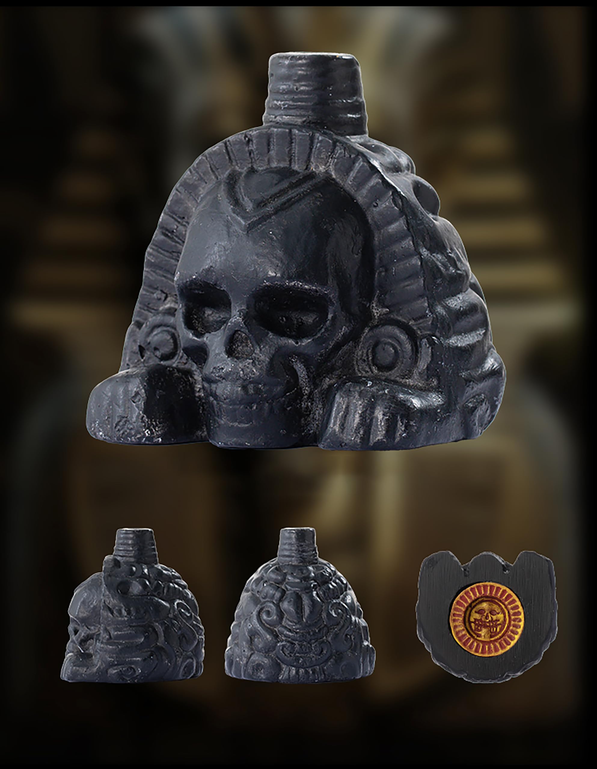 Silbato azteca de la muerte – Silbato de guerra con 125 decibelios, sonido humano auténtico y fuerte para Halloween y Día de Muertos (negro B)