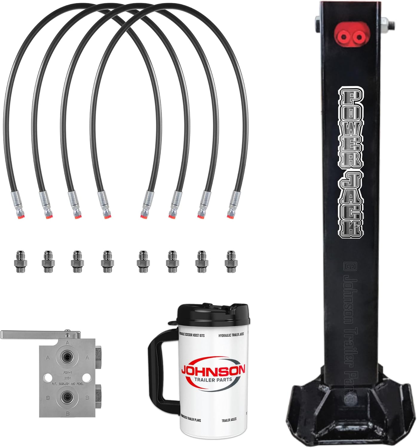 Dexter 12,000 lb Hydraulic Trailer Jack Add-On Kit – Single Power Jack – Selector Valve – Double Acting – for Dump, Cargo & Gooseneck Trailers