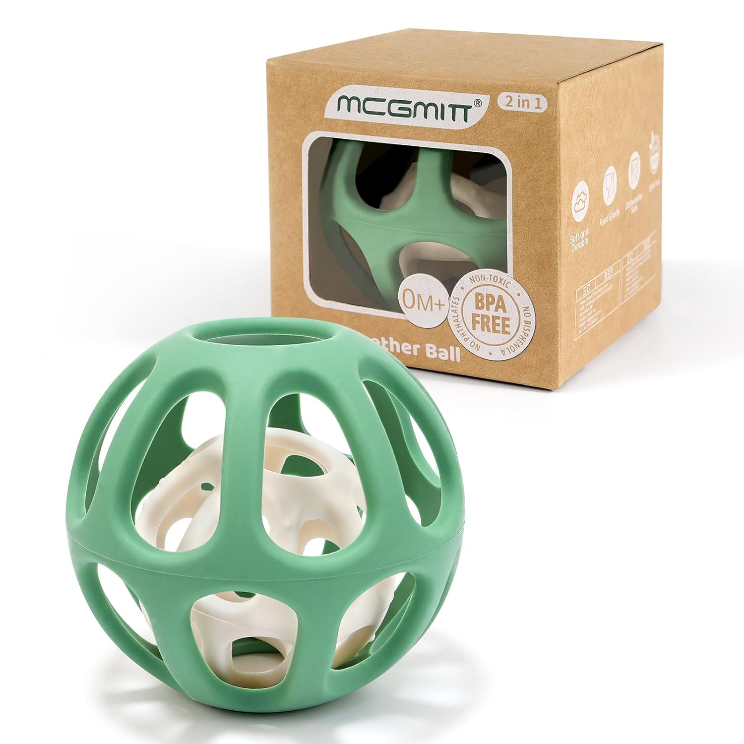 MCGMITT Sensory Balls for Baby, Easy Grasp Food Grade Stretchy Silicone Baby Teether Ball for 0-6 6-12 Months, BPA-Free Montessori Chew Toy, Newborn Infant Learning Developmental Toys Gift